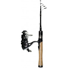  Caña de pescar BaiHogi, YG Viajes Rodilla de pesca 1.25 m 1.5 m Varilla de pesca telescópica de carbono 2-7 g Peso de señuelo ultraligero Varilla de hilado de carbono Trucha Juego de pesca Metal Rueda 