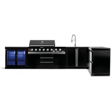 Cocina de exterior parrilla de gas XXL con nevera doble