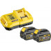  DeWalt DCS7485T2-QW Sierra de Mesa sin escobillas XR Flexvolt 54V con 2 baterías 54V/18V Li-Ion 6, 0 W, 54 V, Negro y Amarillo, Set de 5 Piezas 