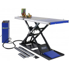 Elevador de tijeras, 75 mm, plano, para motocicleta, accionamiento eléctrico, 600 kg   Elevador de tijeras, 75 mm, plano, para motocicleta, accionamiento eléctrico, 600 kg