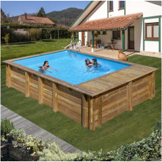 Gre Piscina Rectangular Madera Evora Plus 620X420X136 cm Gre Piscina Rectangular Madera Evora Plus 620X420X136 cm