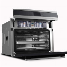 JIEZ Oven Solo Horno de microondas en Silver Tact Horno Individual eléctrico Empotrado - Horno de convección halógeno Acero Inoxidable Ideal para Asar, Hornear