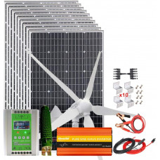 Kit solar eólico de 2000 W con inversor de potencia de 2000 W 24 V para sistema de red doméstica 