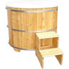 Piscina de inmersión para sauna de madera incluye inserto de plástico y escalera Piscina de inmersión para sauna de madera incluye inserto de plástico y escalera