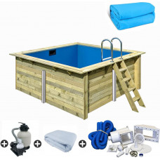 Piscina de madera rectangular de 3,50 x 3,20 x 1,24 m Piscina de madera rectangular de 3,50 x 3,20 x 1,24 m