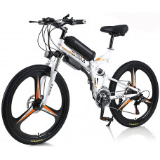  SFSGH Bicicleta eléctrica para Hombres Adultos Mujeres, Bicicleta Plegable 350W 36V 10A 18650 Batería de Iones de Litio Plegable Bicicleta eléctrica de montaña de 26"con Sistema de tran 