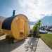 Sauna al aire libre tipo barril Harvia con estufa de leña 220 cm 