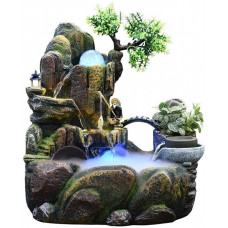  XQKQ Cascada de Escritorio, Fuente de Agua de Mesa Fuente de Mesa de Interior Cascadas de Roca simulada Cascadas y Pesca para Ancianos con humidificador atomizador Cuentas giratori 