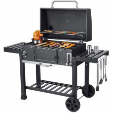 YFGQBCP Al Aire Libre XL Fumador Barbacoa de carbón Barbacoa portátil Barbacoa Exterior, Parrilla de la Barbacoa con el indicador de Calor, elevable cajón de carbón Cuenca W/Estantes Ruedas Y Almace