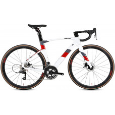 Bicicleta De Carretera De Carbono, Bicicleta De Carretera De Fibra De Carbono 700C con Grupo De 22 Velocidades Juego De Ruedas De Carbono Ultraligero con Tija De SIL White Red-54cm   Bicicleta De Carretera De Carbono, Bicicleta De Carretera De Fibra De Carbono 700C con Grupo De 22 Velocidades Juego De Ruedas De Carbono Ultraligero con Tija De SIL White Red-54cm